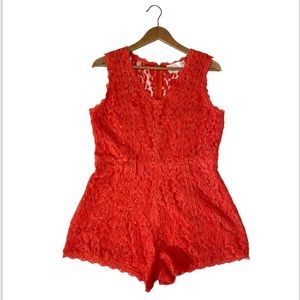 J.O.A. Red Lace Romper Playsuit